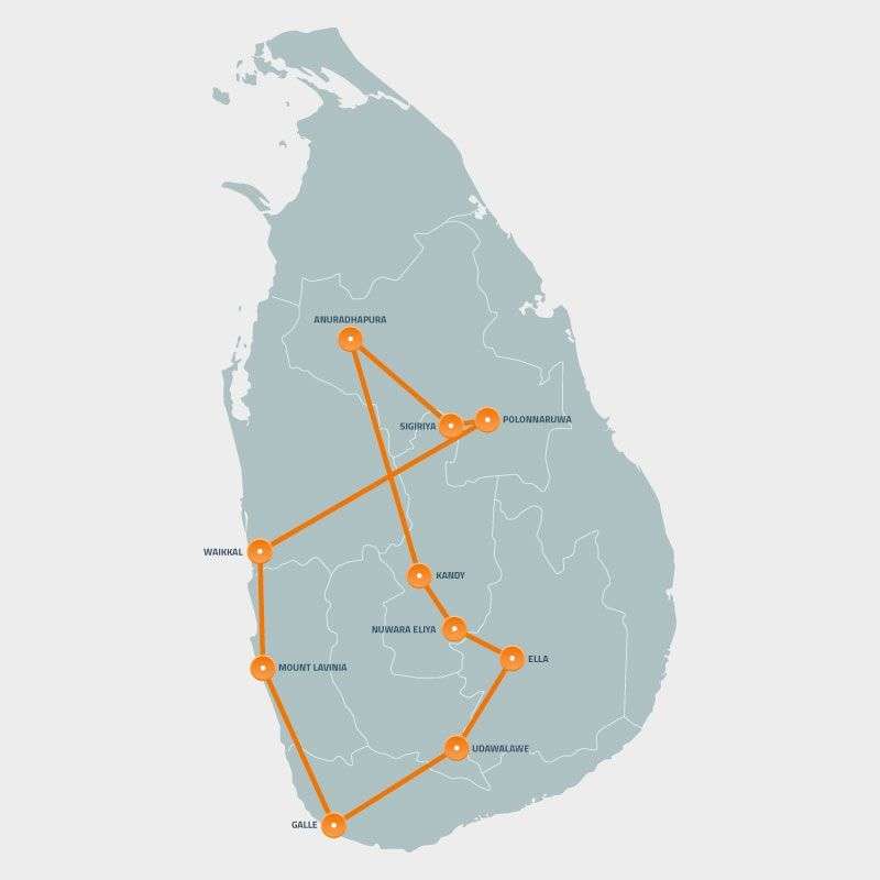 Route 'Met de de trein door Sri Lanka'